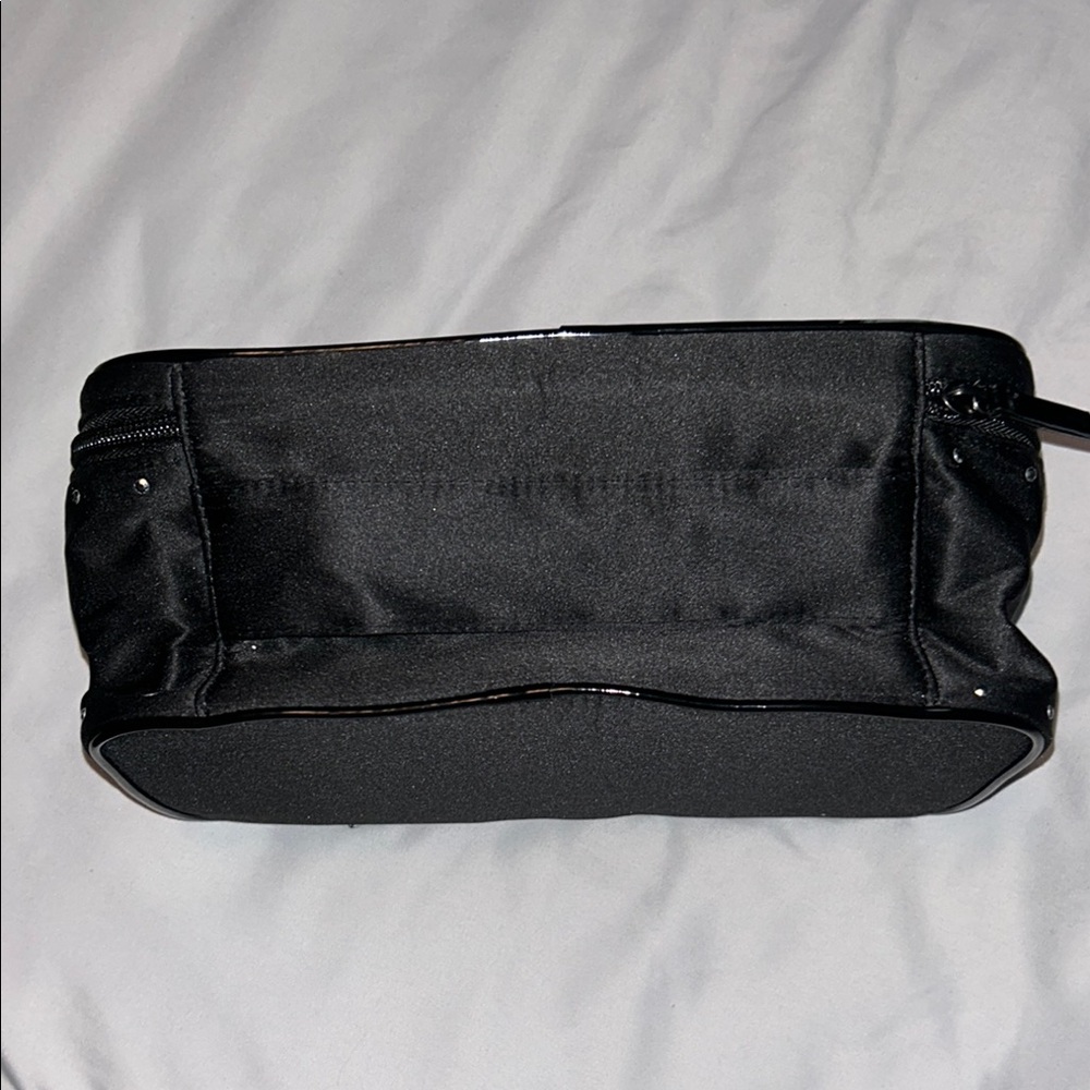 Victoria's Secret Logo Black Vinyl Silver Rhinestone Bling Cosmetic Bag - Picture 5 of 11